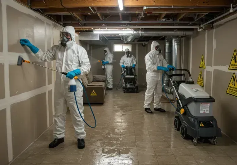 Basement Moisture Removal and Structural Drying process in Trooper, PA